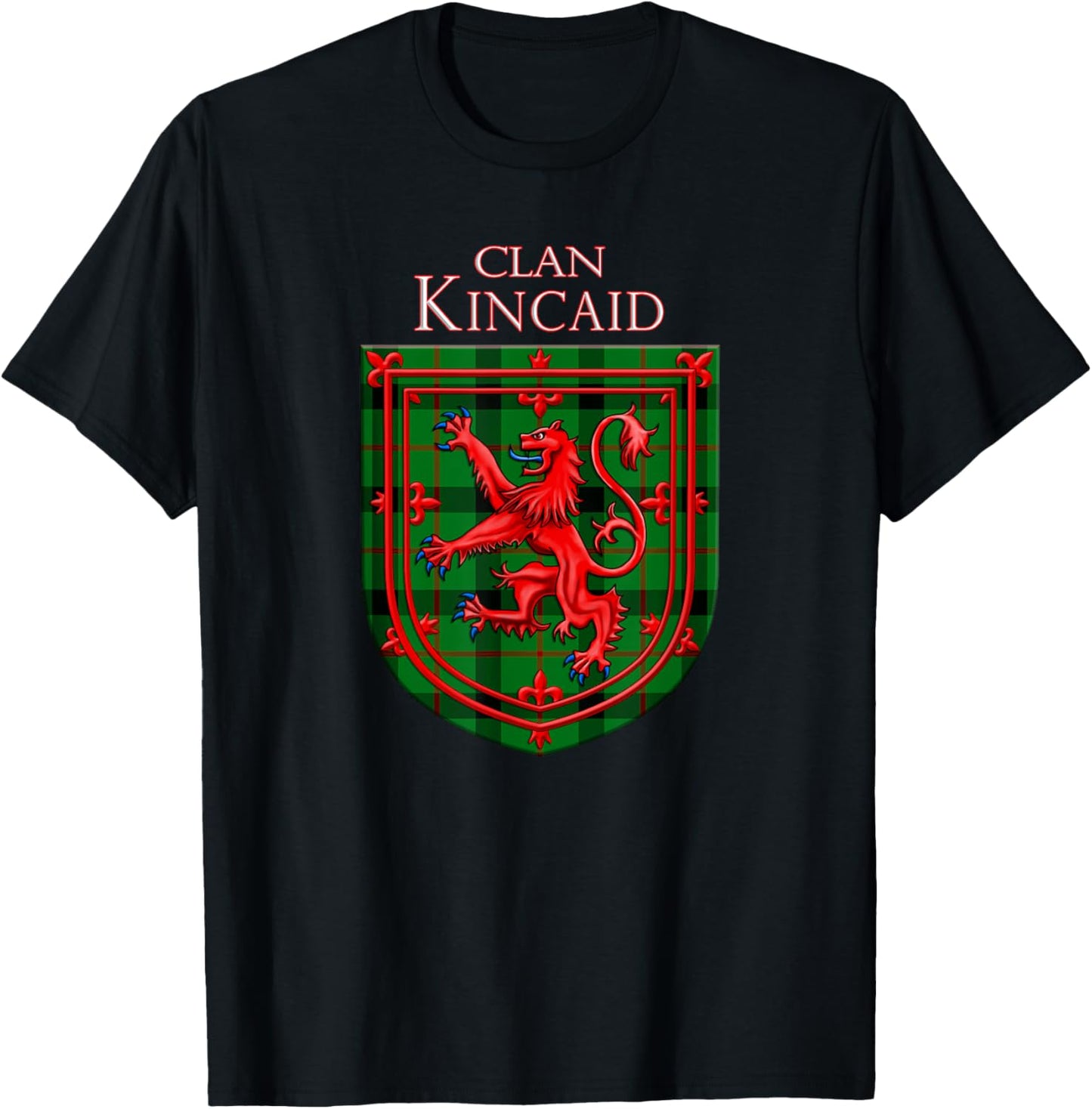 Kincaid Tartan Scottish Plaid Lion Rampant T-Shirt - T-Shirt | Black