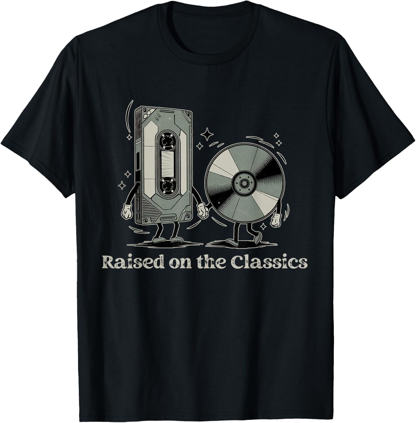 Raised on the Classics – Nostalgic VHS, DVD, 4k Bluray Disc T-Shirt - T-Shirt | Black
