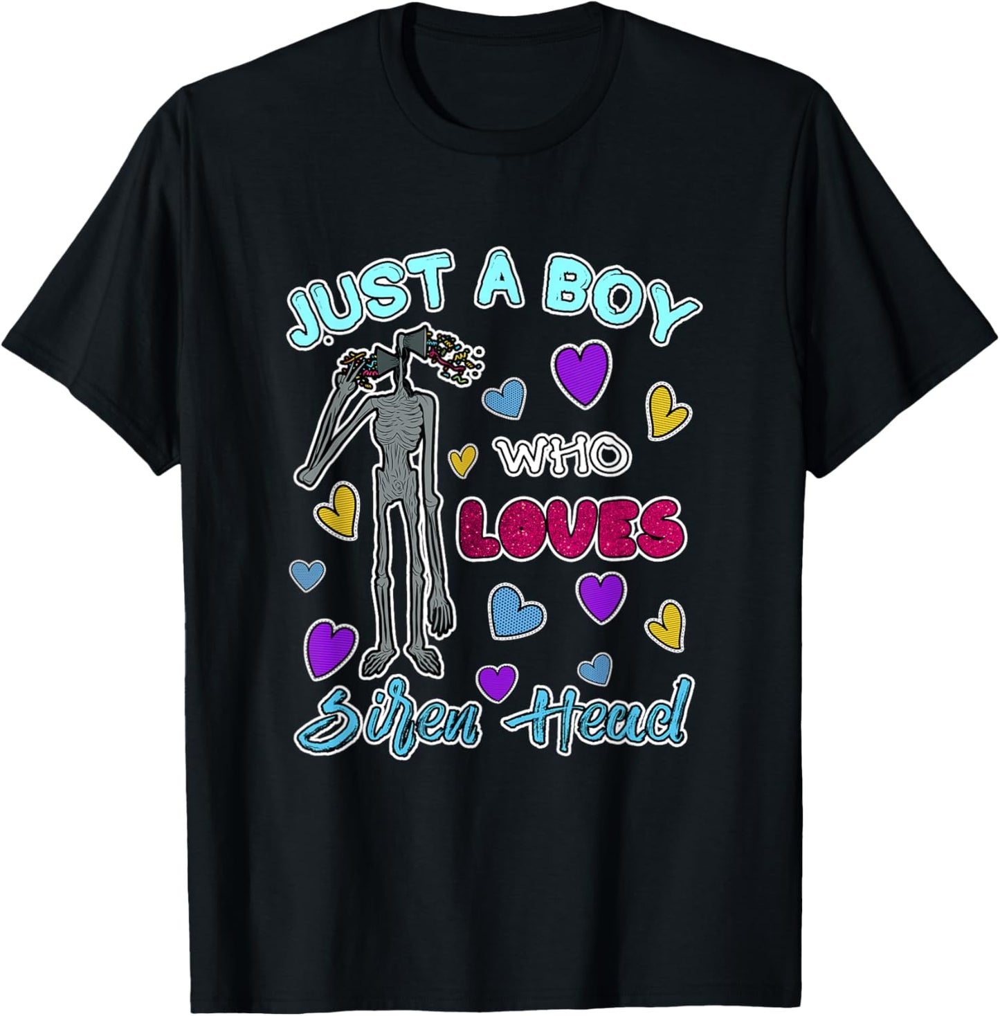 Cryptkins Just a Boy who Loves Siren Head T-Shirt - T-Shirt | Black