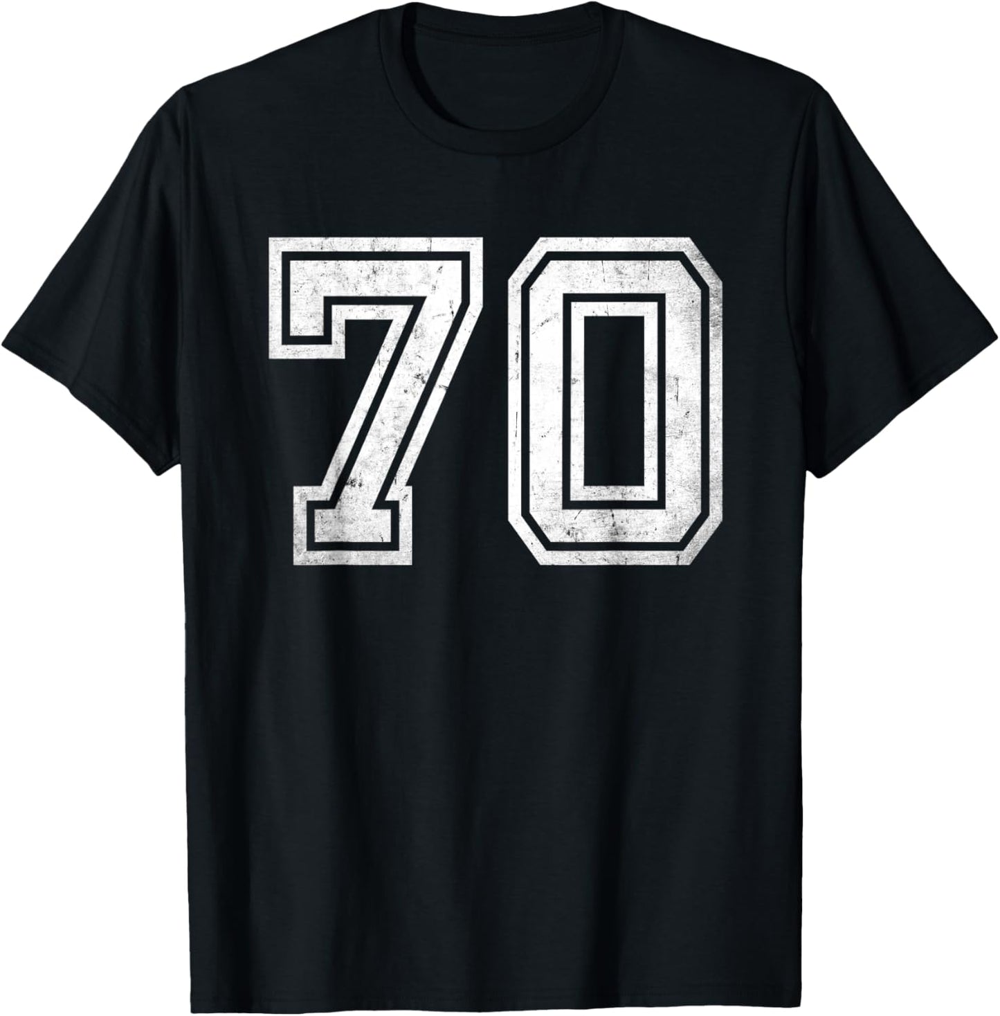 Number #70 Sport White Vintage Number T-Shirt - T-Shirt | Black