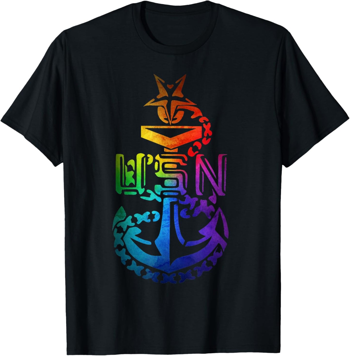 Senior Chief Petty Officer (SCPO Navy) Colorful Anchor T-Shirt - T-Shirt | Black