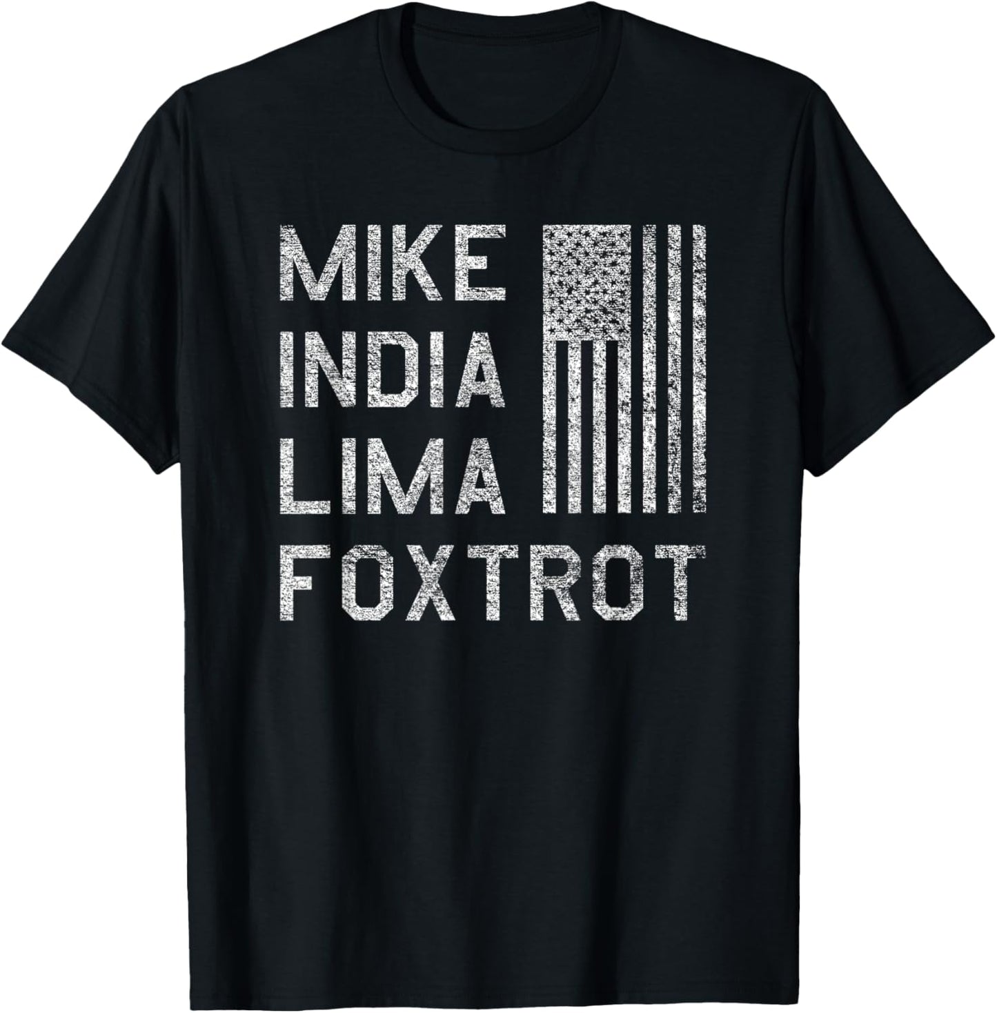 Mike India Lima Foxtrot Us American Flag Fun Milf Humor T-Shirt - T-Shirt | Black