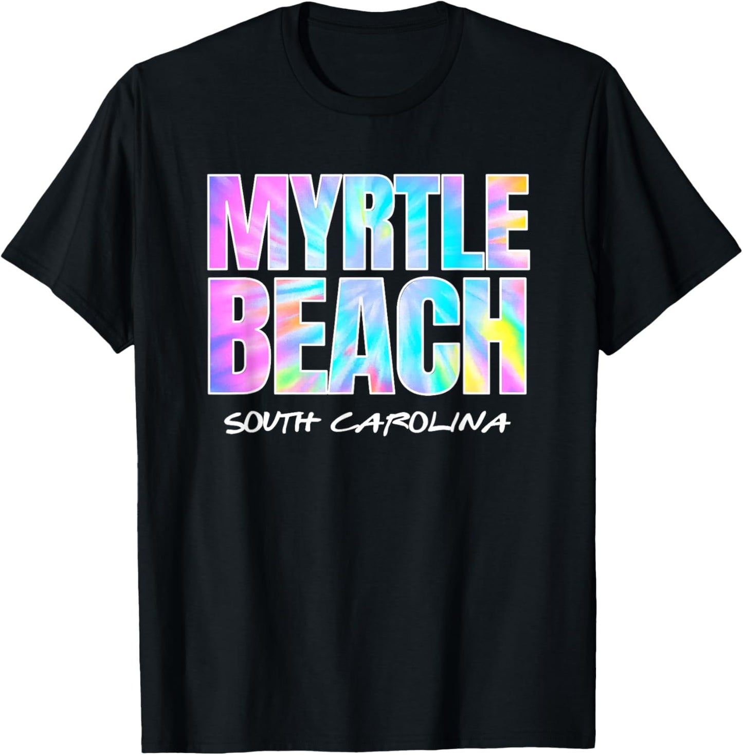 Vintage Tie Dye Myrtle Beach South Carolina Souvenir T-Shirt - T-Shirt | Black