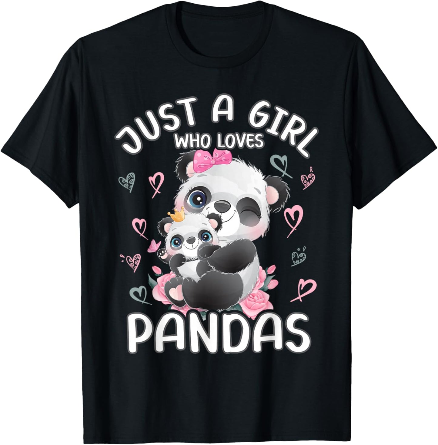 "Just A Girl Who Loves Pandas" for Teen Girls Panda Mommy T-Shirt - T-Shirt | Black