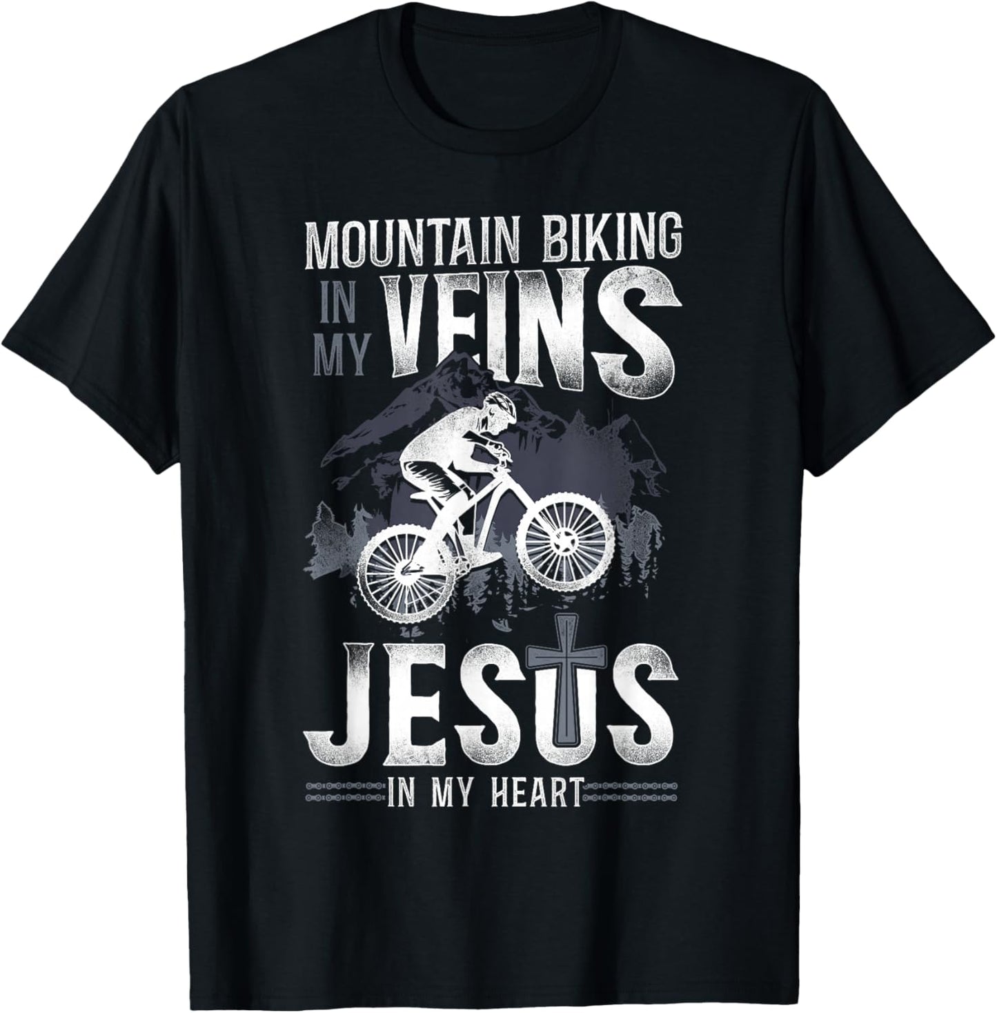 Enduro MTB Mountain Bike Riding Downhill Jesus Faith Vintage T-Shirt - T-Shirt | Black