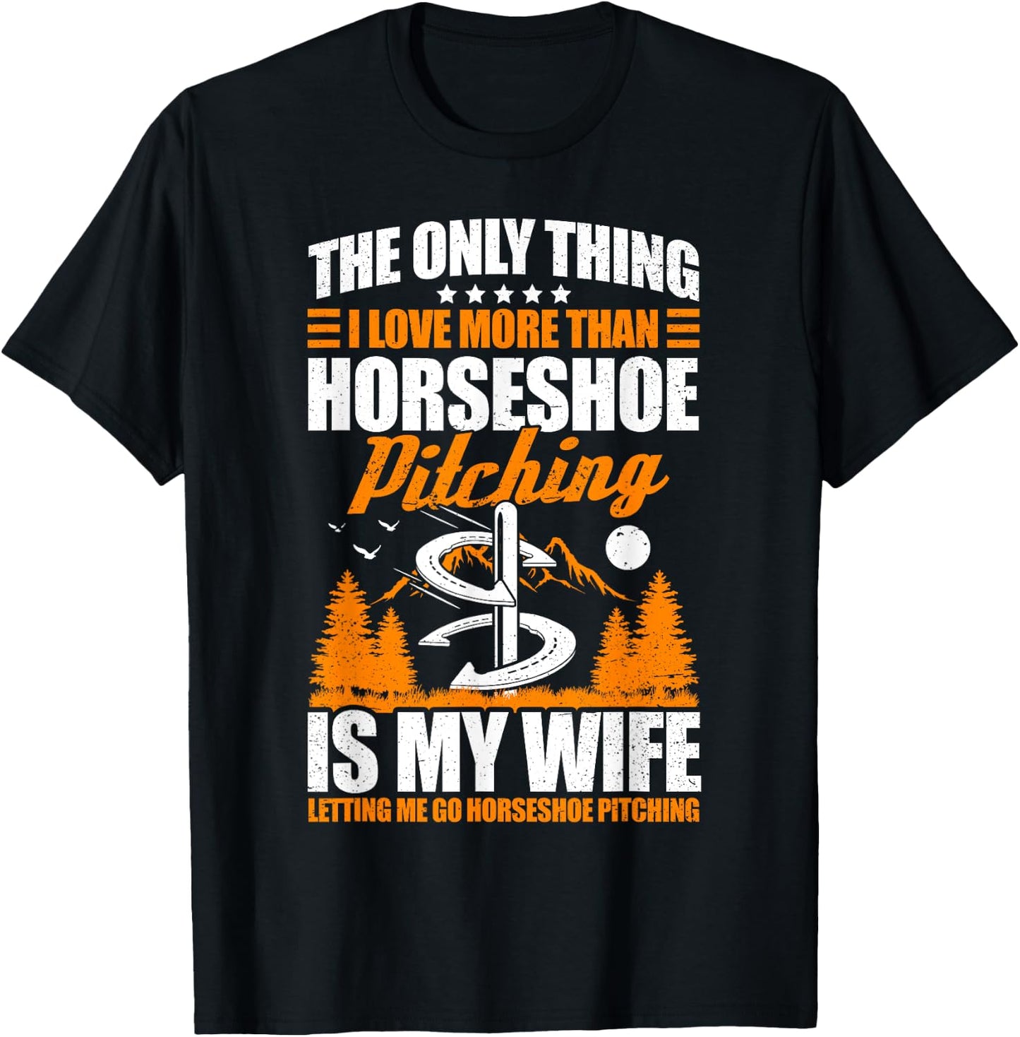 Funny Men Horseshoe Pitching Husband T-Shirt - T-Shirt | Black