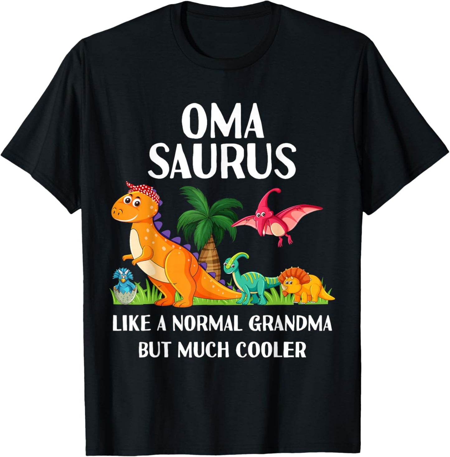 Omasaurus Oma Grandma Saurus Women Dinosaur Matching T-Shirt - T-Shirt | Black