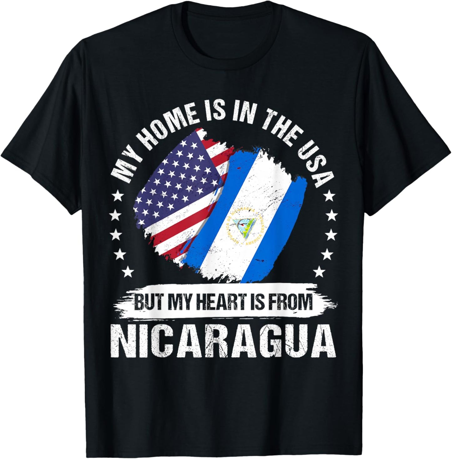 American Patriot Nicaragua Flag American Nicaraguan Roots T-Shirt - T-Shirt | Black
