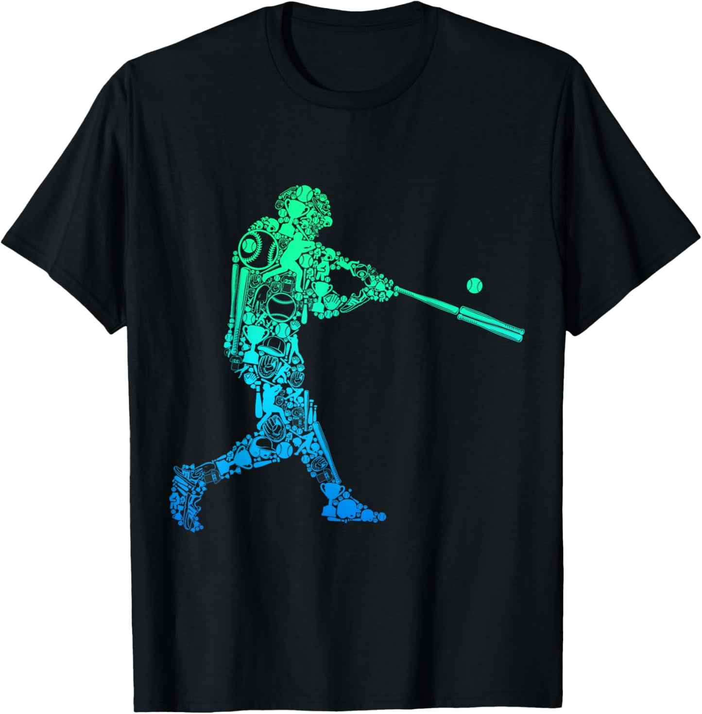 Baseball Player Batter Youth Men Kids Boys T-Shirt - T-Shirt | Black