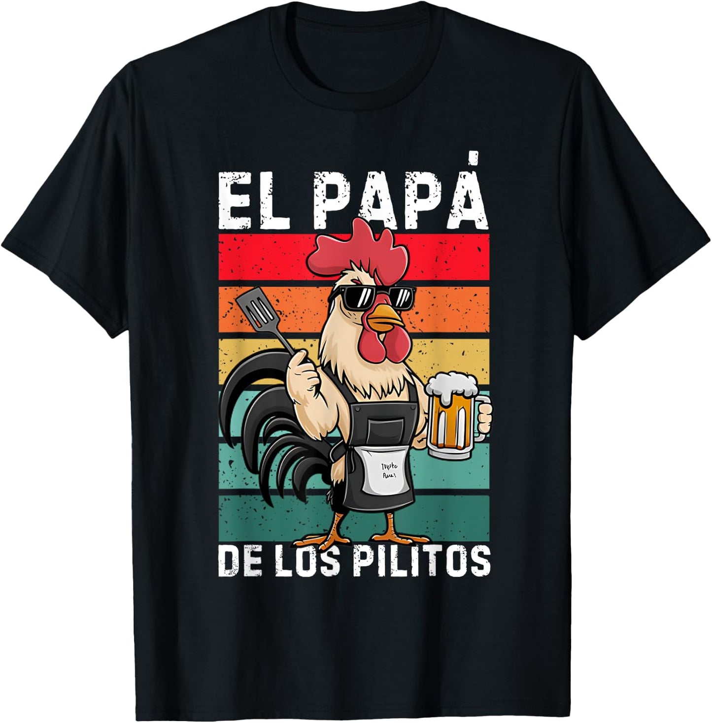 Retro El Papa de lo pollitos funny Spanish Dia del Padre T-Shirt - T-Shirt | Black