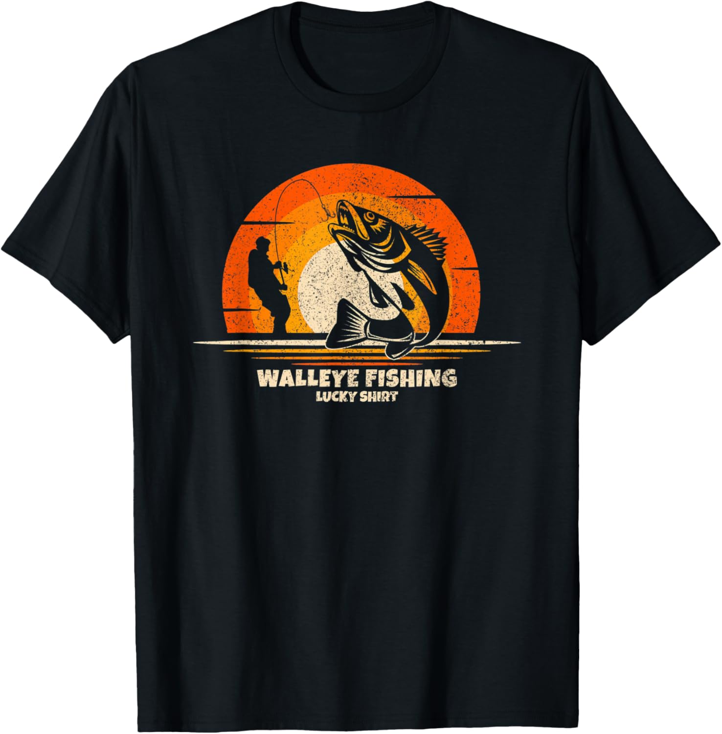 Walleye Fisherman Lucky Charm Walleye Fishing T-Shirt - T-Shirt | Black