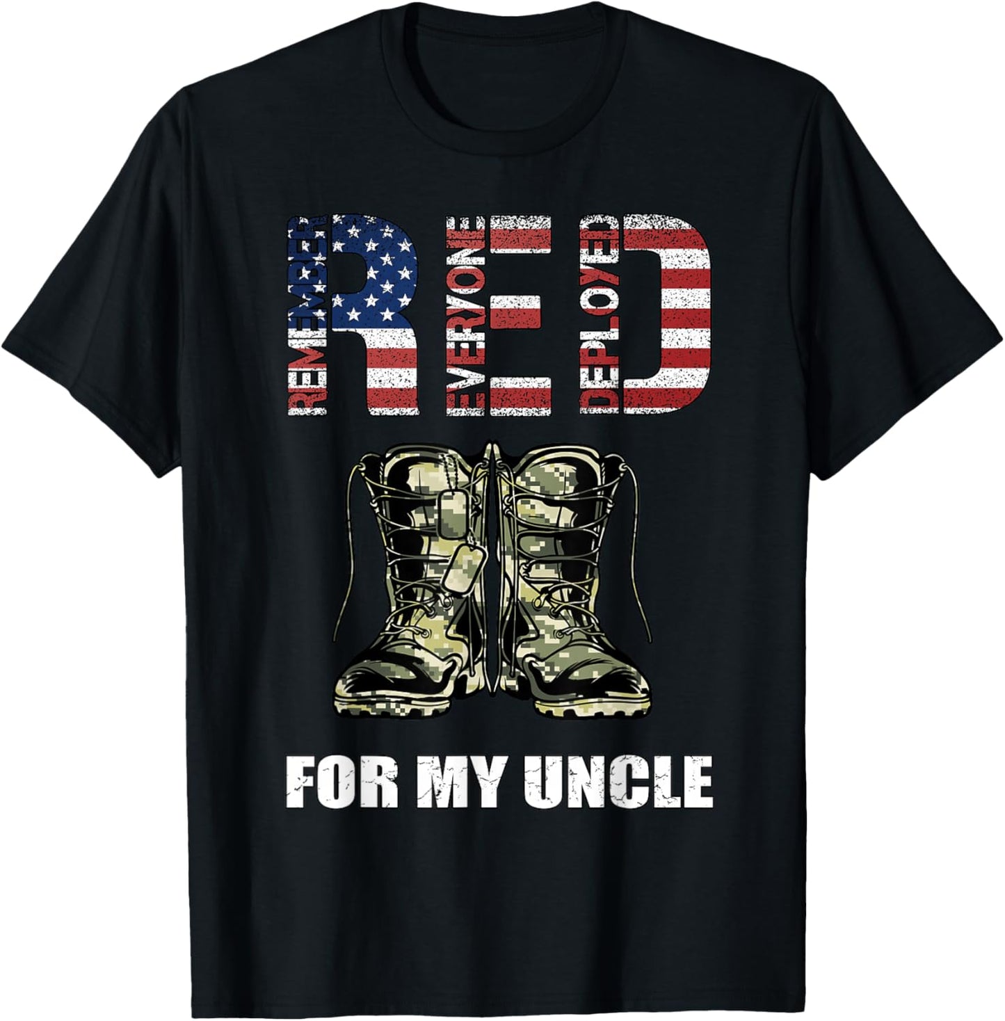 RED Friday For My Uncle Remember Everyone Deployed T-Shirt - T-Shirt | Black
