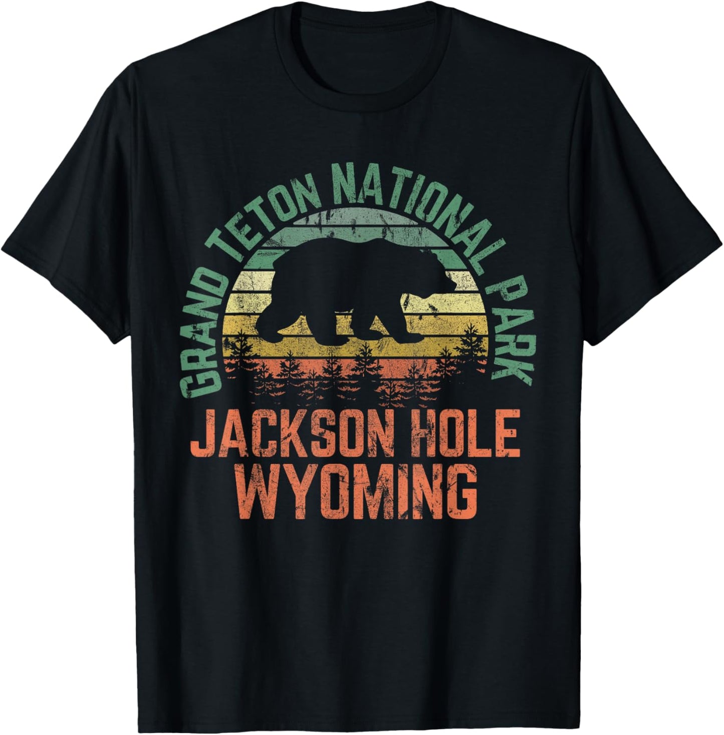 Grand Teton National Park Jackson Hole Wyoming Bear Vintage T-Shirt - T-Shirt | Black