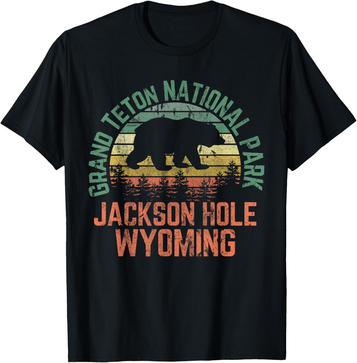 Grand Teton National Park Jackson Hole Wyoming Bear Vintage T-Shirt - T-Shirt | Black