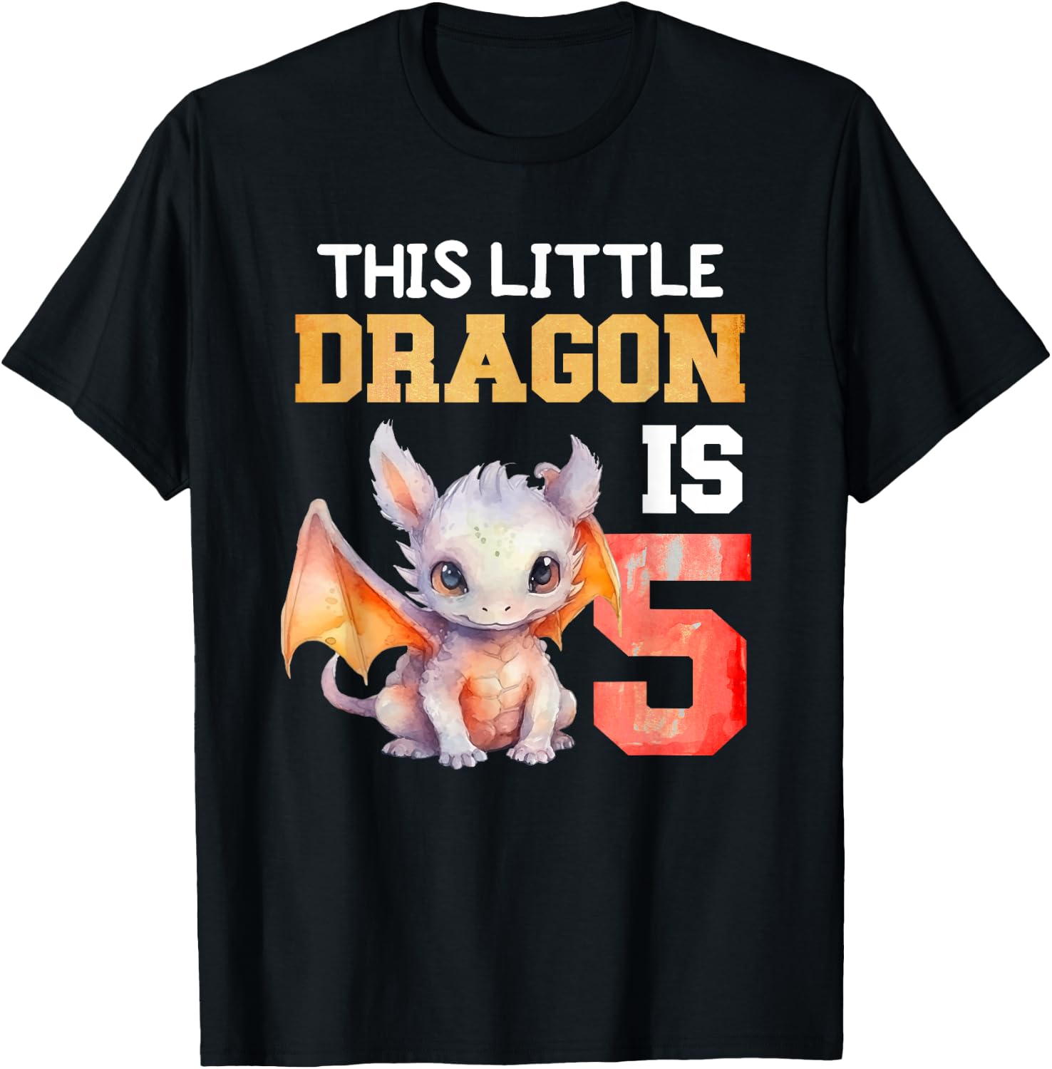 This Little Dragon is 5 Year Old Birthday Dragon 5th Girl T-Shirt - T-Shirt | Black
