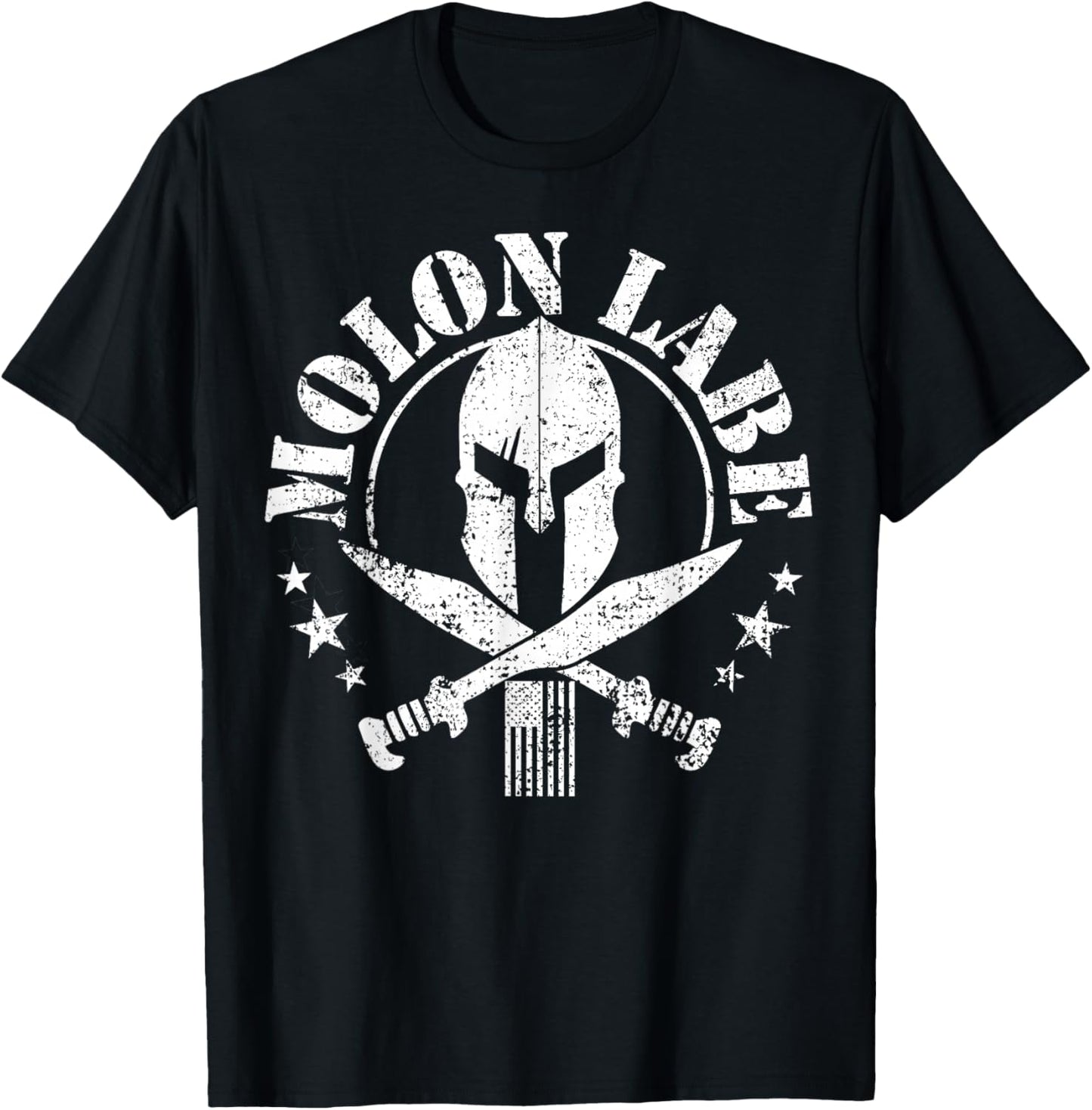 Epic Patriotic American Flag Molon Labe Spartan Military T-Shirt - T-Shirt | Black
