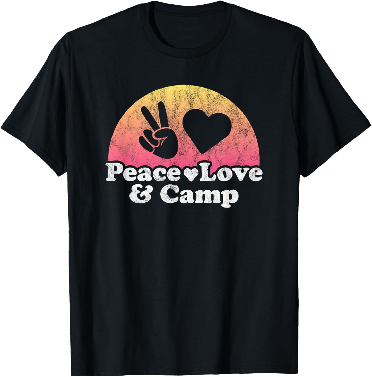 Peace Love and Camp Camping T-Shirt - T-Shirt | Black