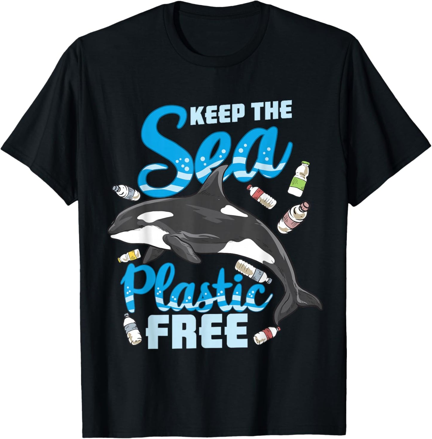 Keep The Sea Plastic Free - Stop Ocean Pollution - Whale T-Shirt - T-Shirt | Black