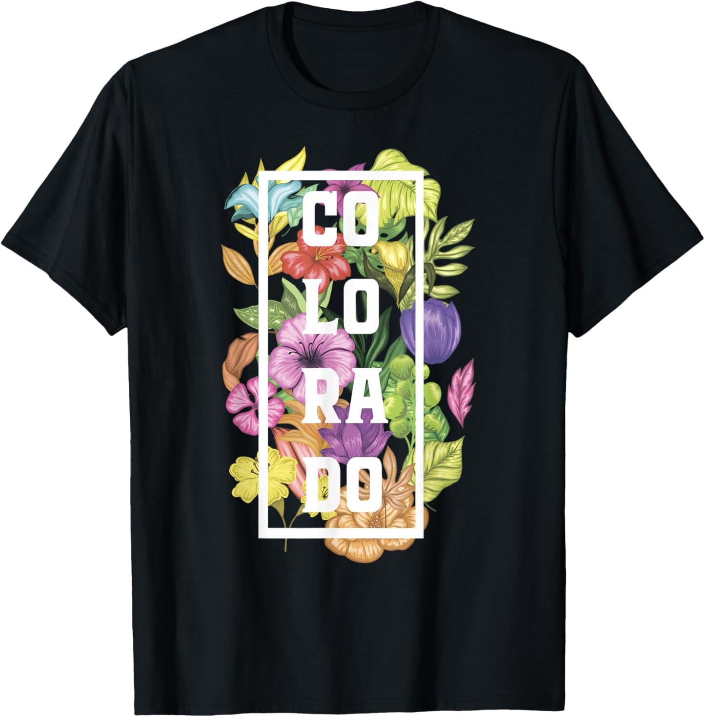 Colorado Flowers Rocky Mountains Skiing Camping Climbing T-Shirt - T-Shirt | Black