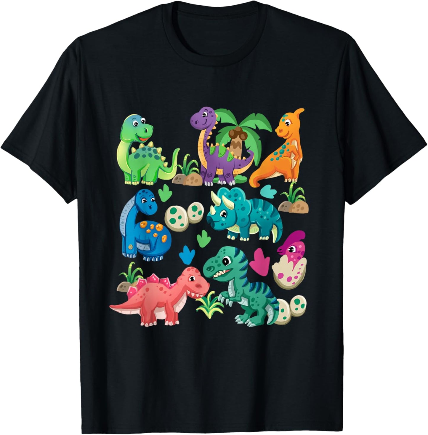 Types of Dinosaurs Cute Dino Identification Girl Boy T-Shirt - T-Shirt | Black