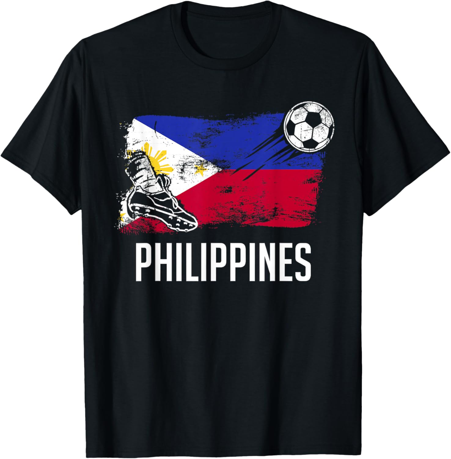 Philippines Flag Jersey Philippine Soccer Team Philippine T-Shirt - T-Shirt | Black