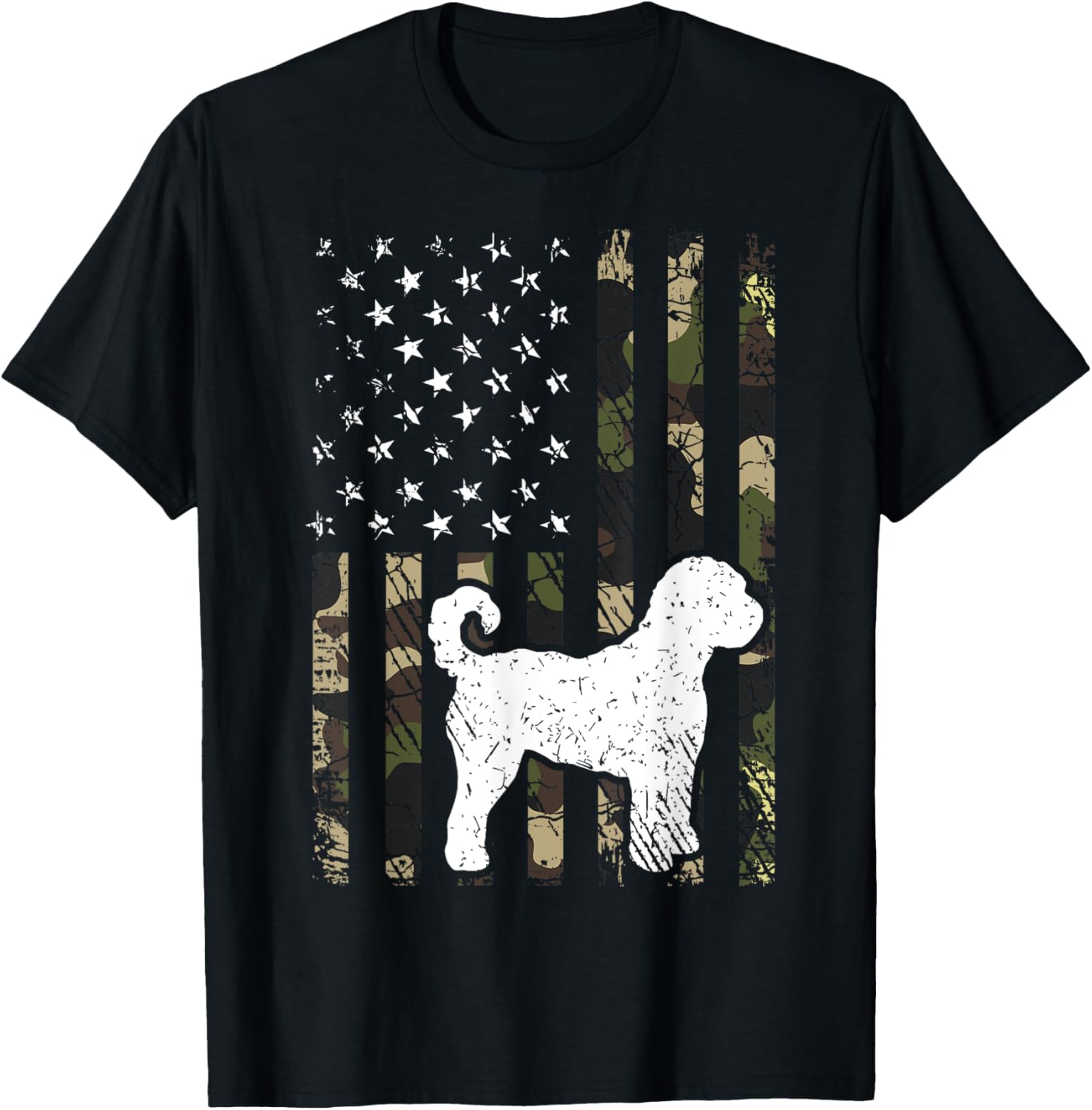 Labradoodle Dog Dad Mom Camouflage USA Flag Women Kids T-Shirt - T-Shirt | Black