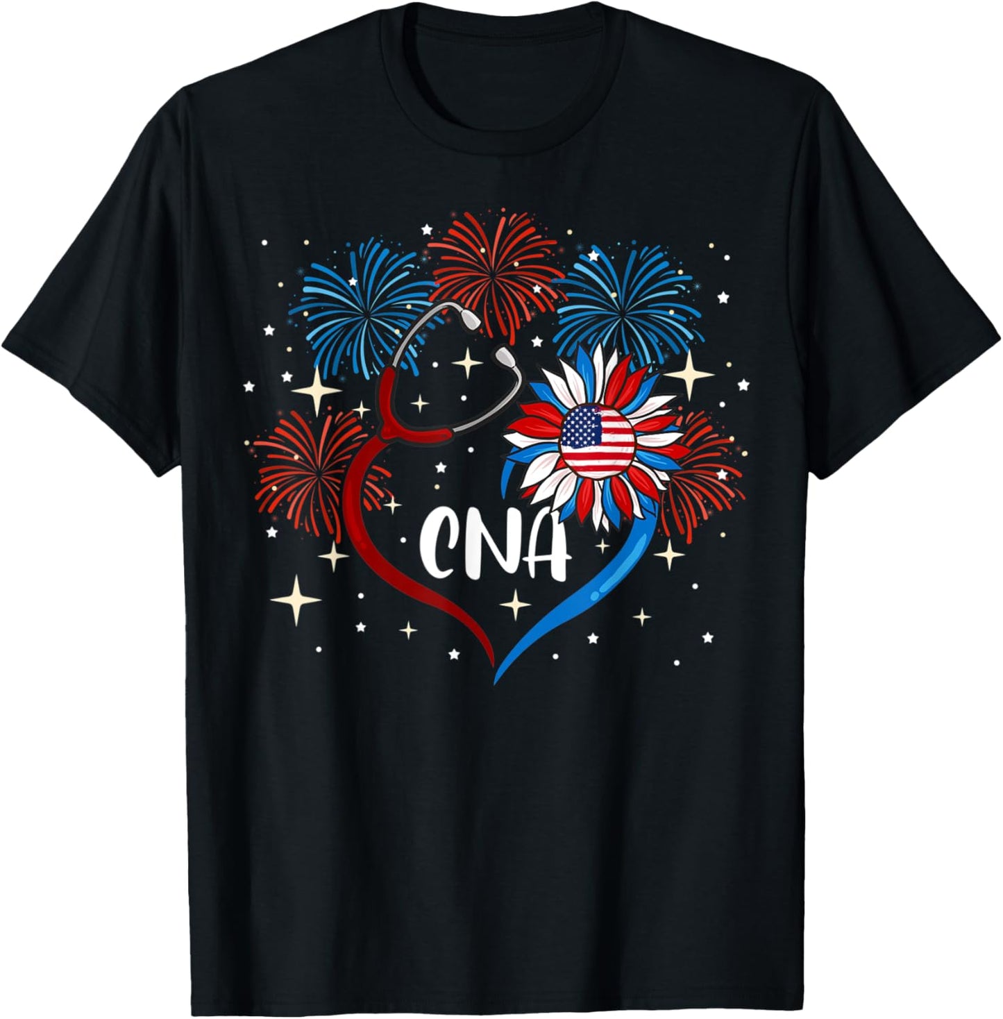 All American CNA Life American Flag Sunflower 4th Of July Kids Men T-Shirt - T-Shirt | Black