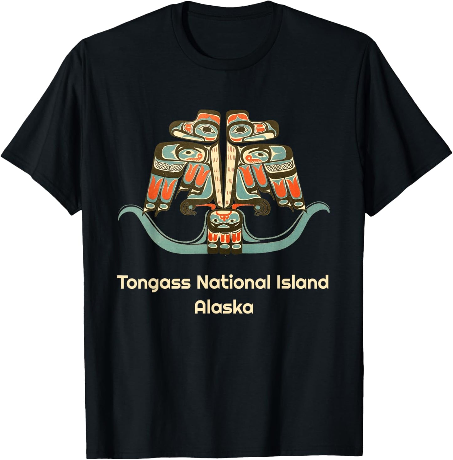 Tongass National Island Alaska Native American Thunderbird T-Shirt - T-Shirt | Black