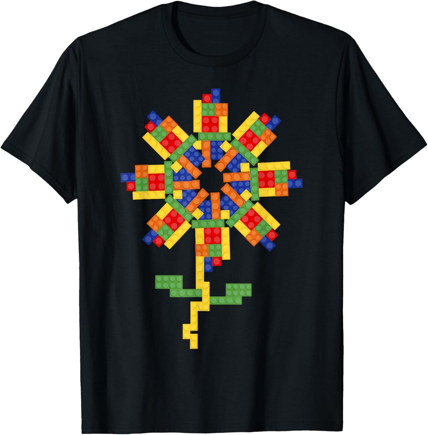 Master Builder Building Blocks Brick Flower T-Shirt - T-Shirt | Black