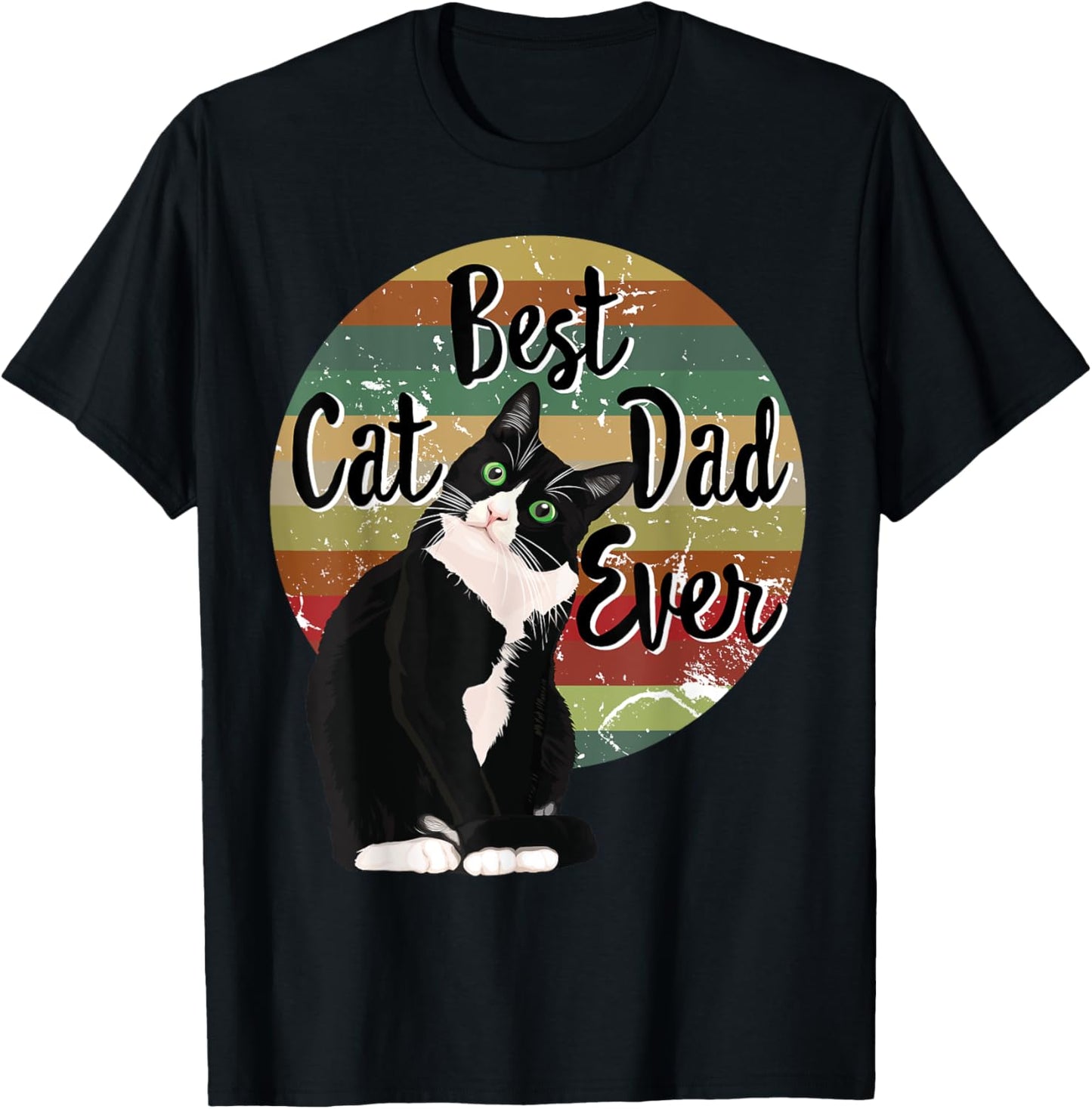 Best Cat Dad Ever Tuxedo Father's Day Gift Funny Retro Shirt Women T-Shirt - T-Shirt | Black
