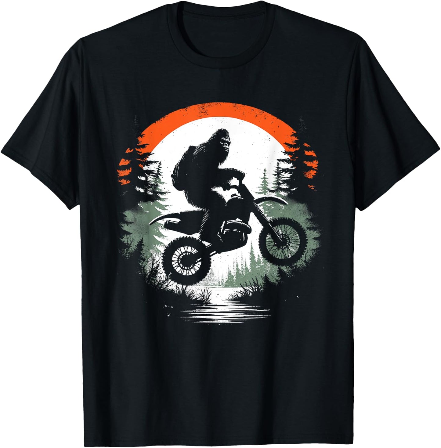 Bigfoot Dirtbike - Funny Bigfoot Sasquatch Bike Lover T-Shirt - T-Shirt | Black