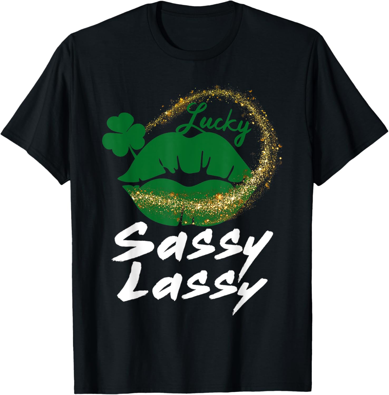 Vintage Sassy Lassy Funny Saint Patricks Day Girls T-Shirt - T-Shirt | Black