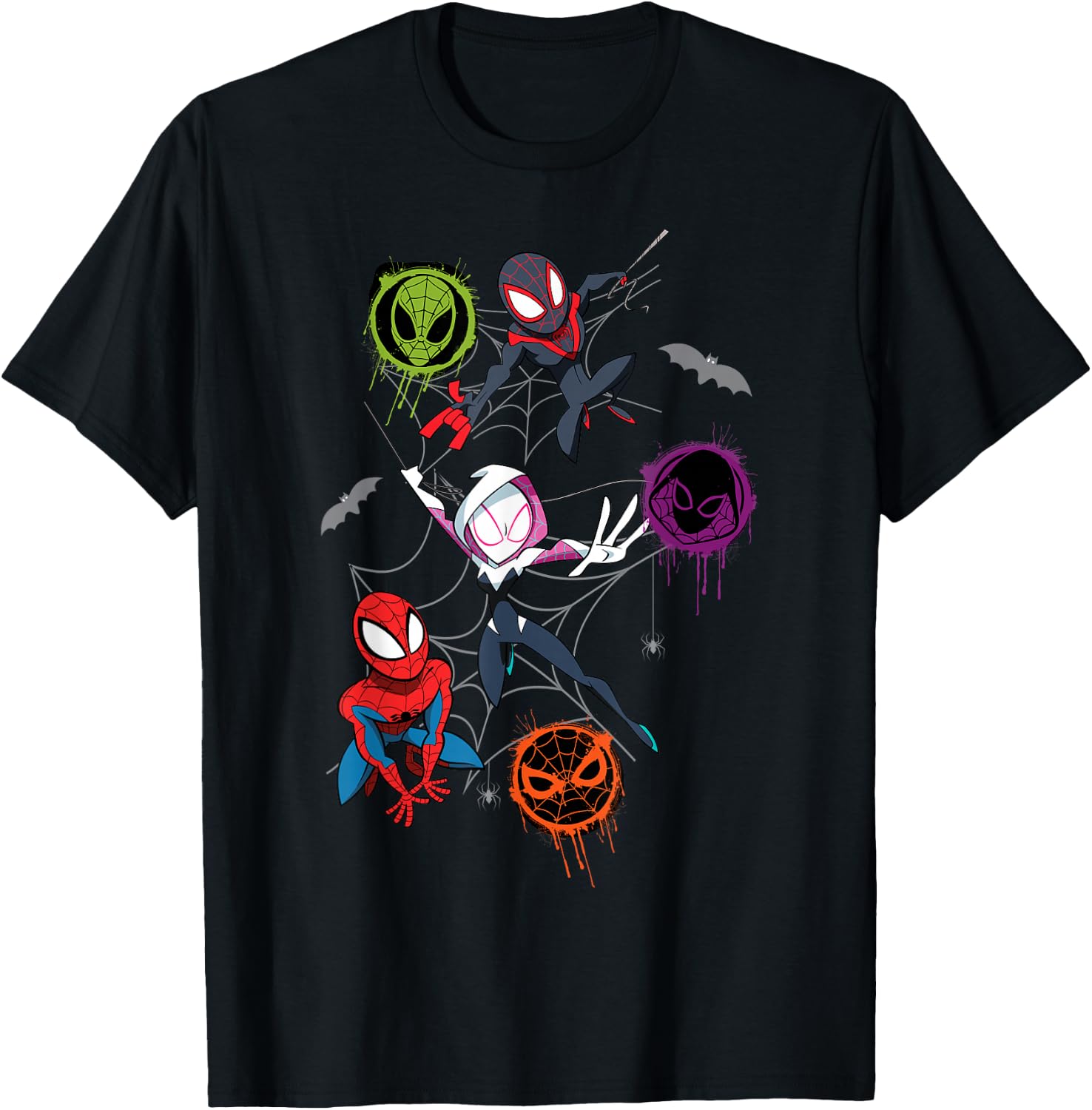 Marvel Spider-Man and Spider-Verse Pals Halloween Adventure Small T-Shirt - T-Shirt | Black