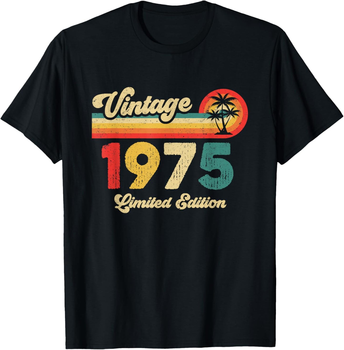 Vintage 1975 Birthday Men Women Retro Legend Since 1975 T-Shirt - T-Shirt | Black