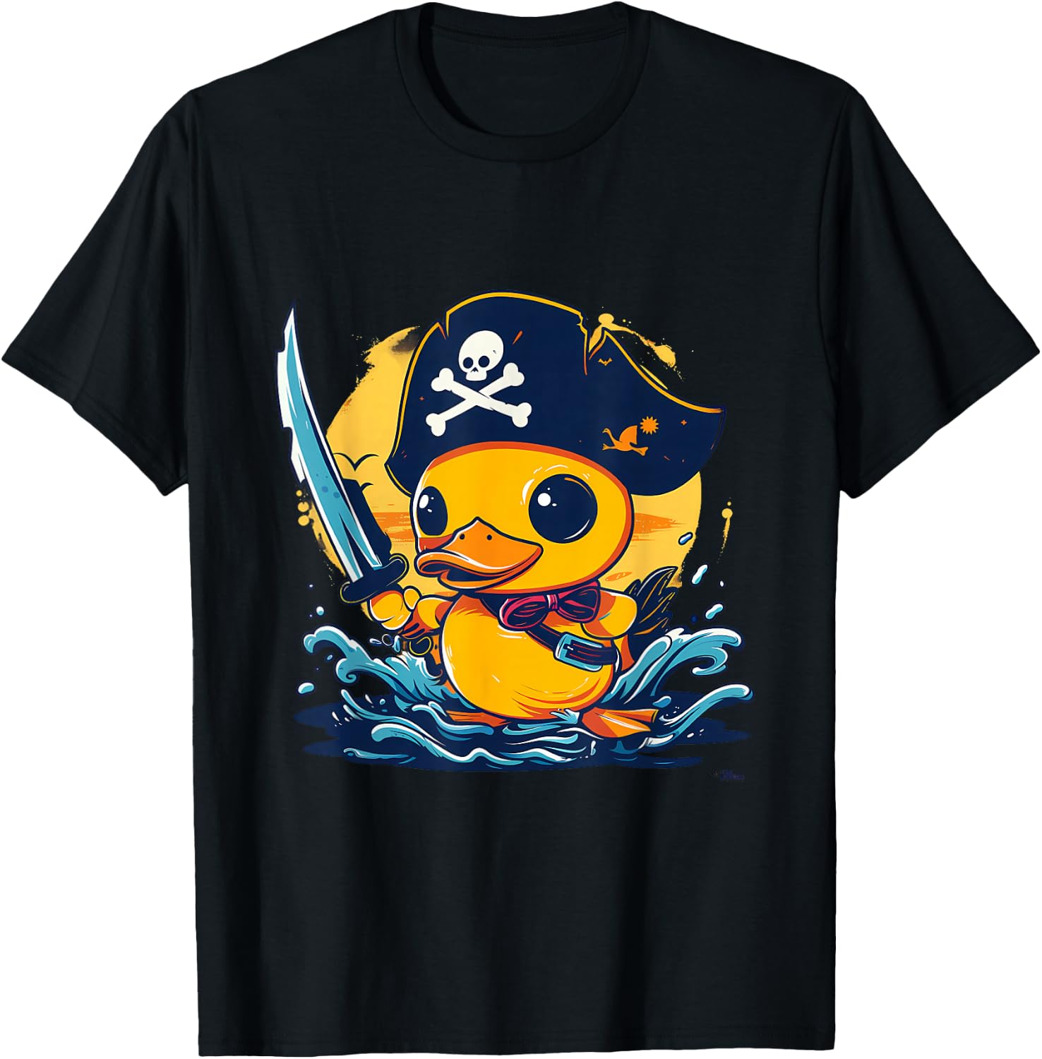 Rubber Duck Pirate Artwork Funny Rubber Duck Rubber Duckling T-Shirt - T-Shirt | Black