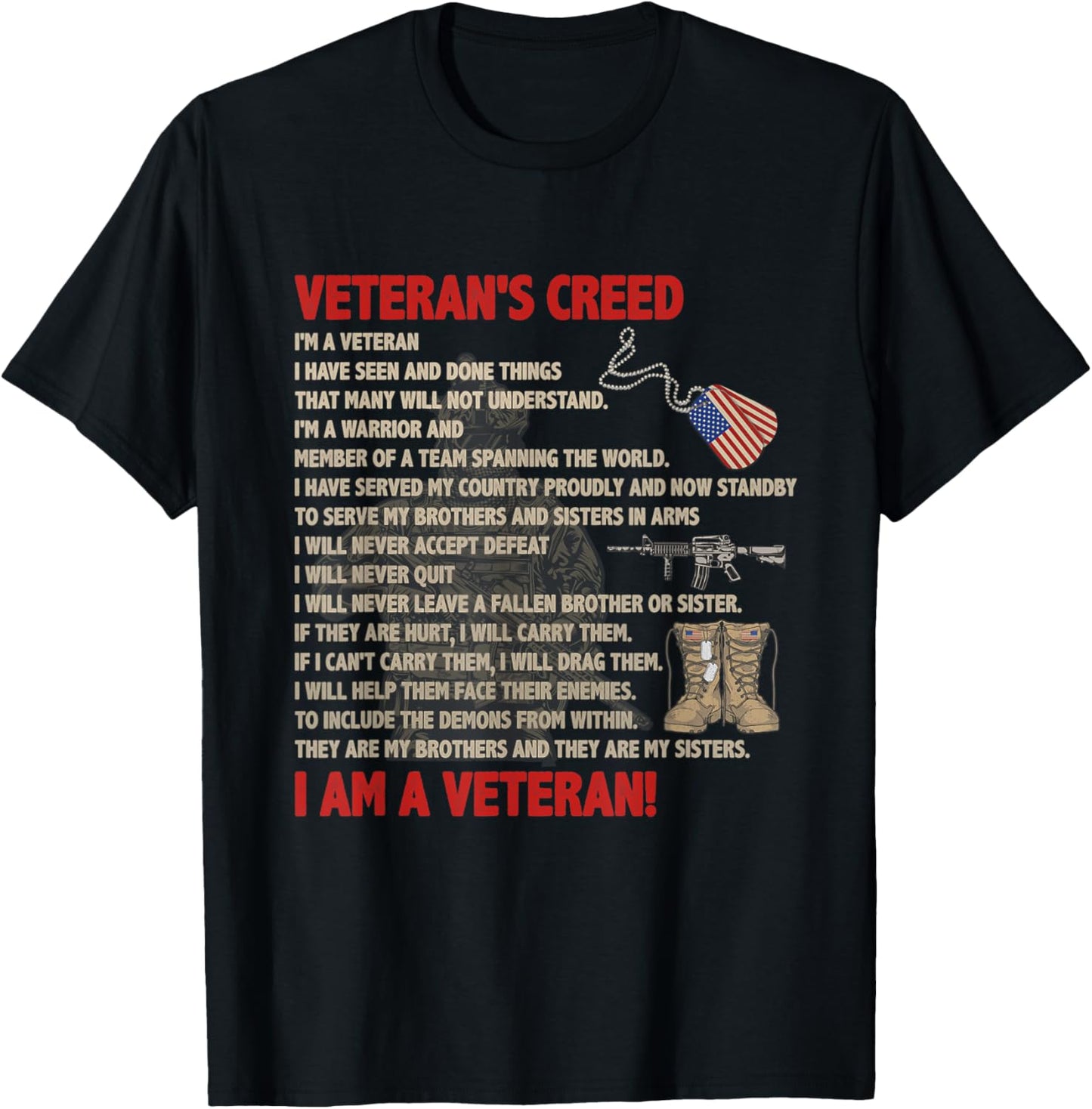 Veteran's creed I'm a veteran Proudly And Now Standby T-Shirt - T-Shirt | Black