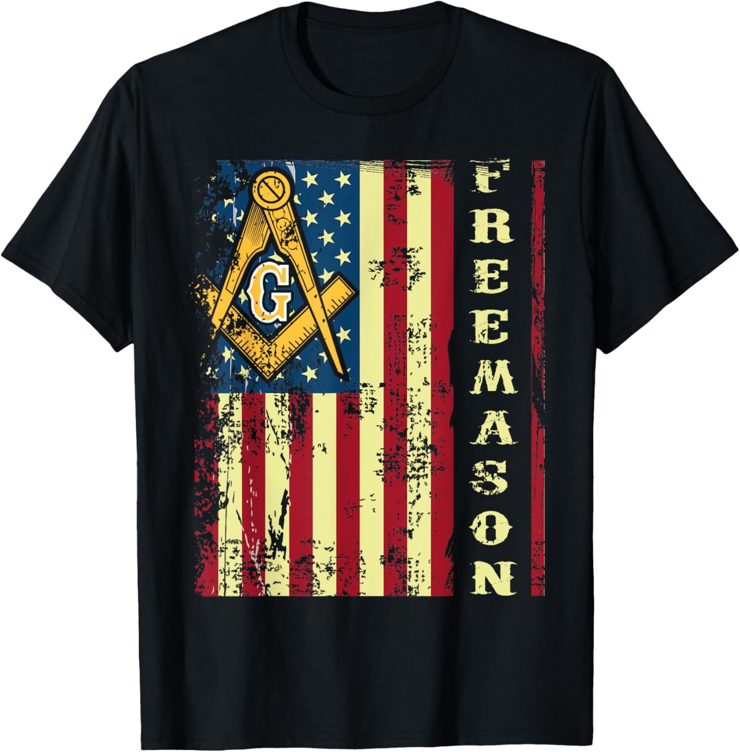 Freemason US Flag 4th of July Independence Parents' Day T-Shirt - T-Shirt | Black