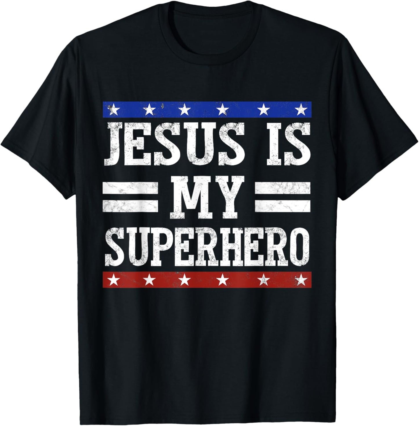 Vintage Jesus is My Superhero Fun Christian Religious T-Shirt - T-Shirt | Black