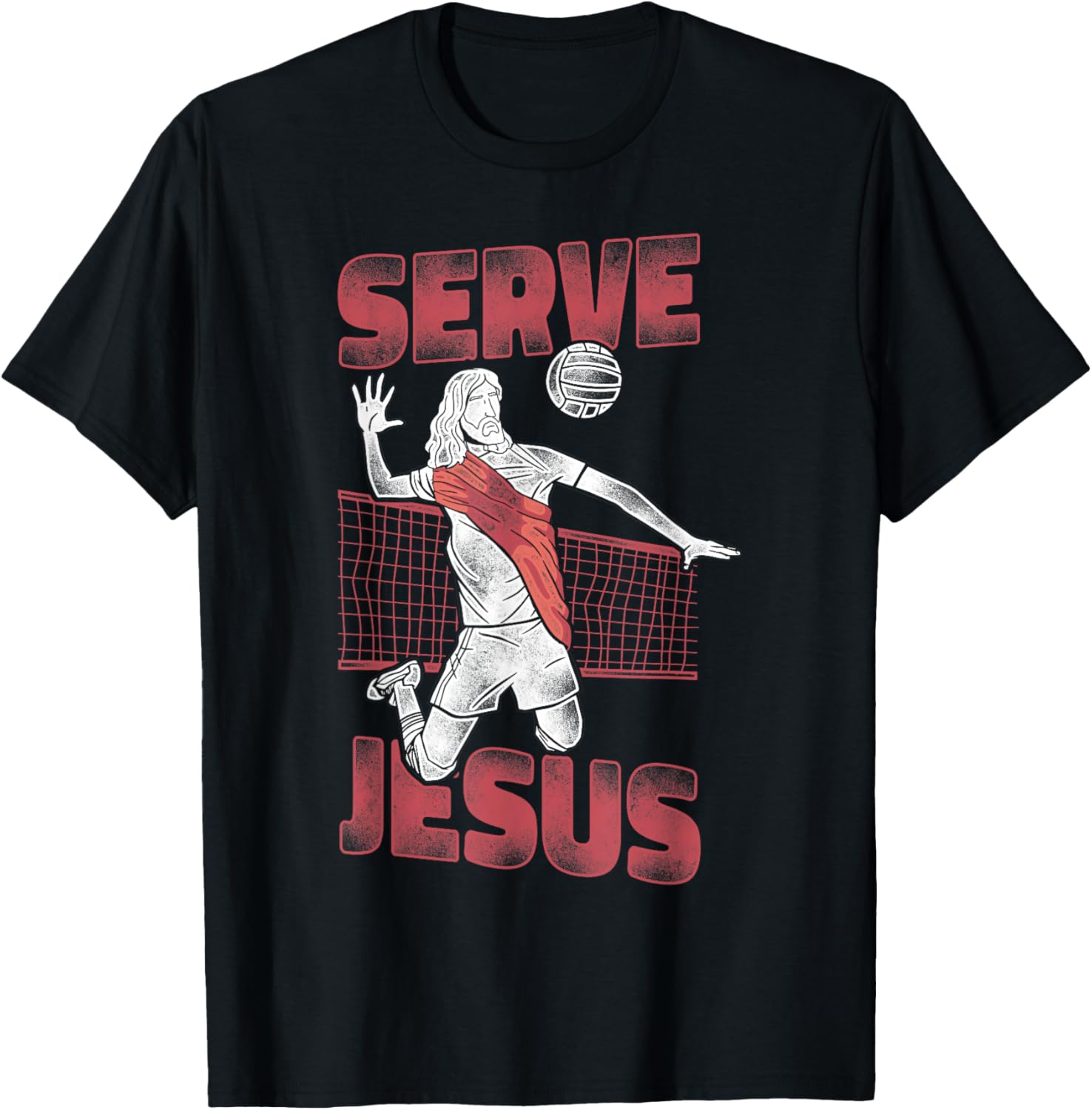 Volleyball Player Team Jesus Vintage Serve Jesus T-Shirt - T-Shirt | Black