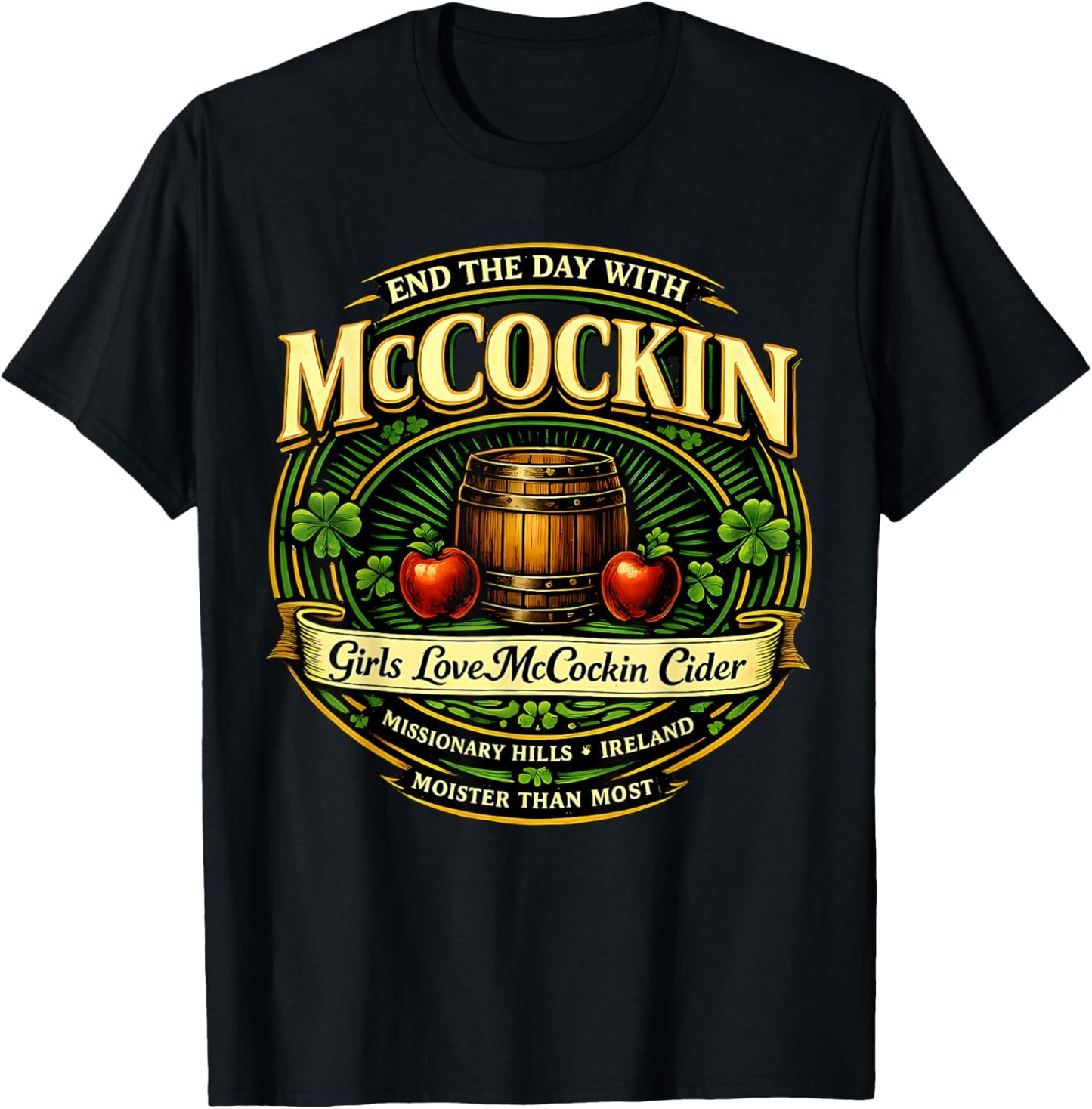 Vintage McCocking Cider Men Women T-Shirt - T-Shirt | Black