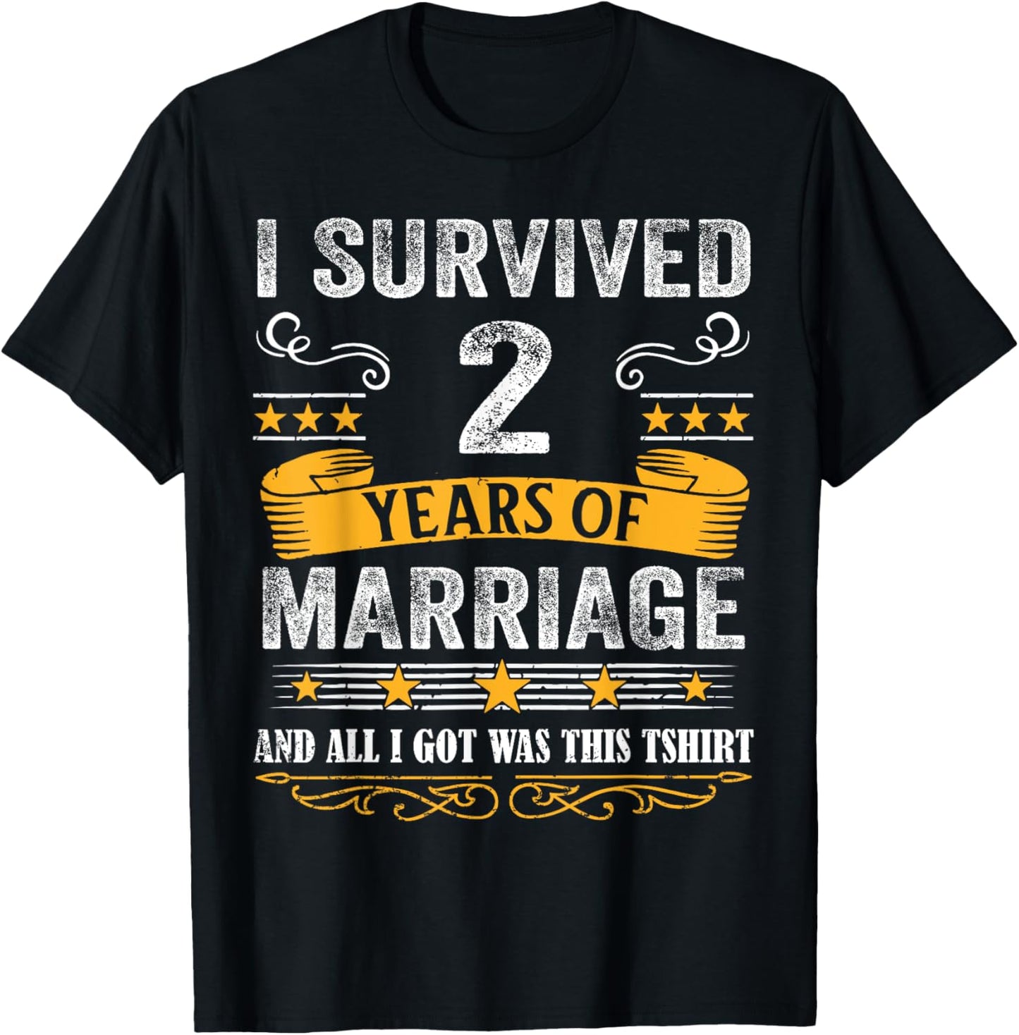 2nd Wedding Anniversary shirt Couples Husband Wife 2 Years T-Shirt - T-Shirt | Black