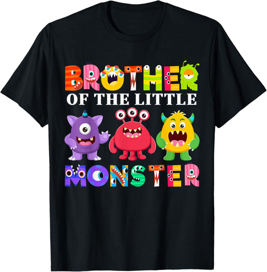 Brother Of The Little Monster Birthday Party Family Monster T-Shirt - T-Shirt | Black