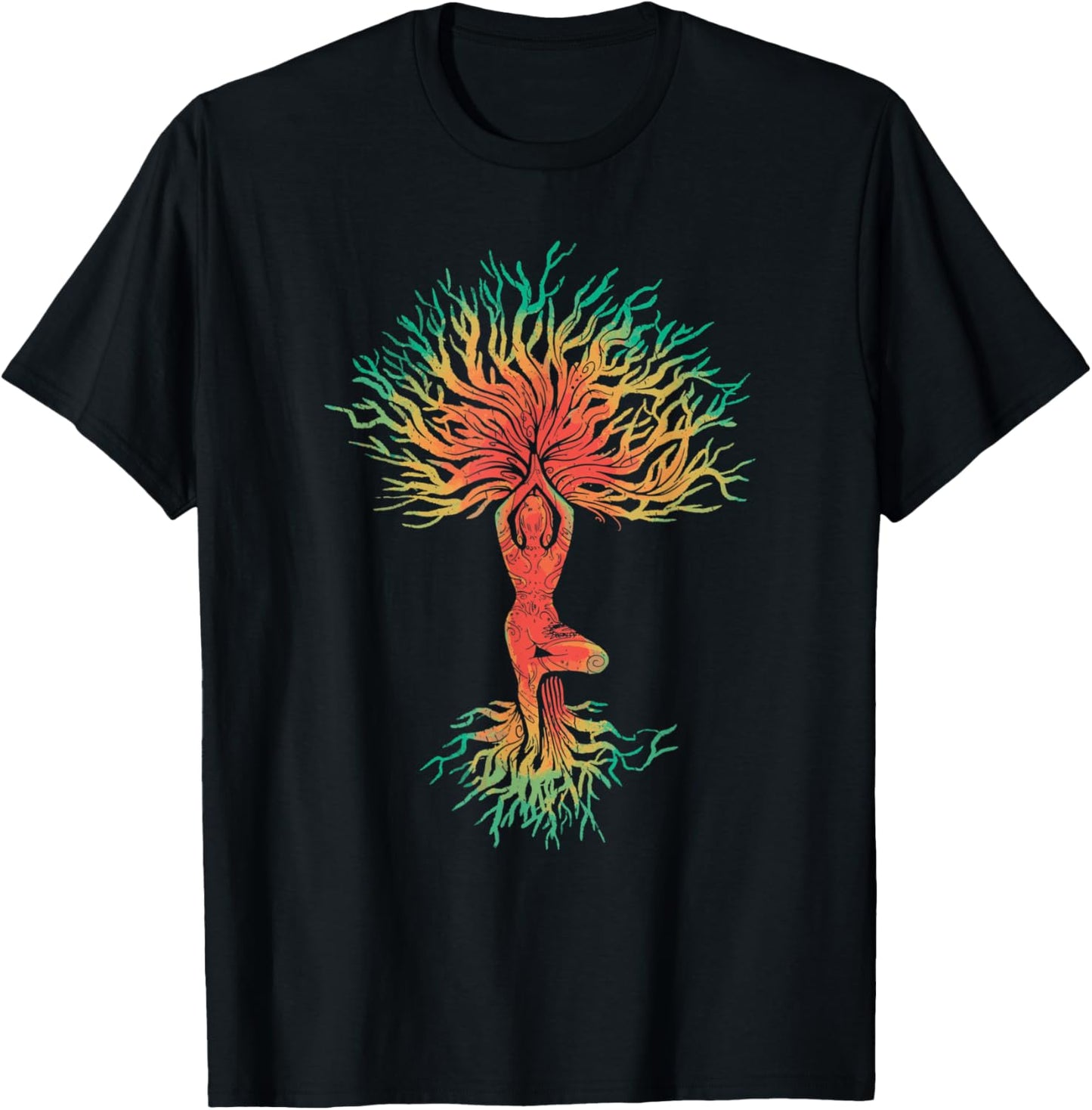 Woman in yoga pose tree T-Shirt - T-Shirt | Black