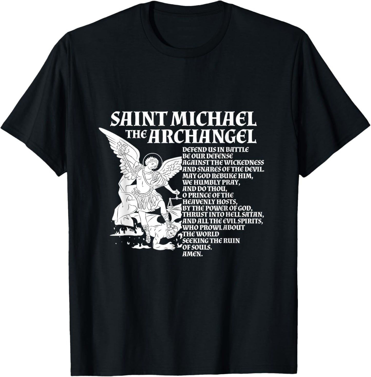 St Michael The Archangel Prayer T-Shirt - T-Shirt | Black