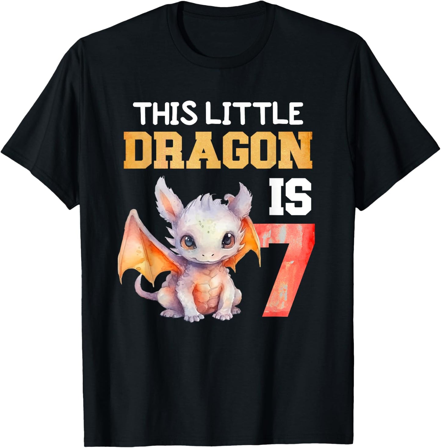This Little Dragon is 7 Year Old Birthday Dragon 7th Girl T-Shirt - T-Shirt | Black