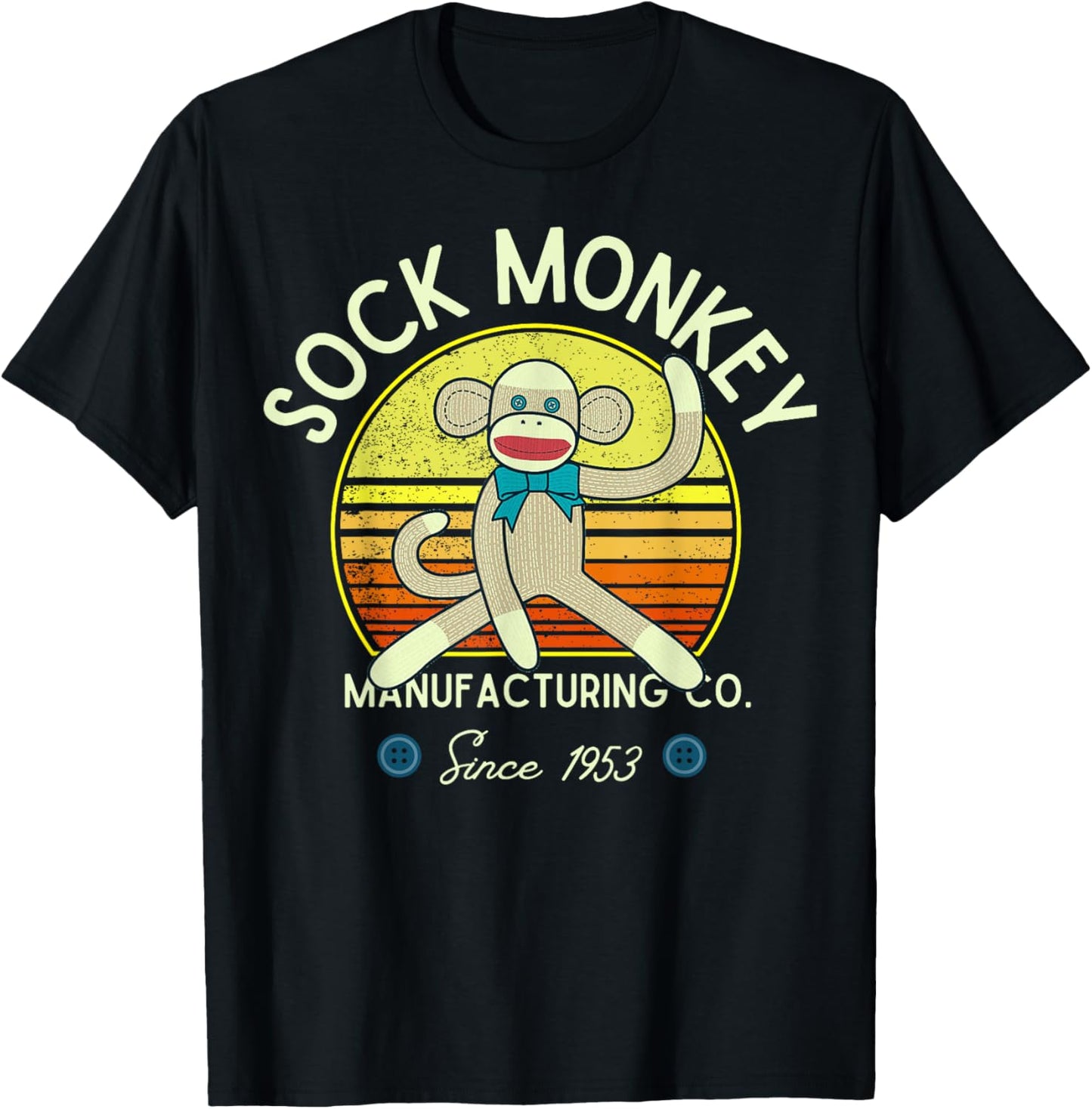 Sock Monkey Manufacturing Co. Retro Vintage Sock Monkeys T-Shirt - T-Shirt | Black