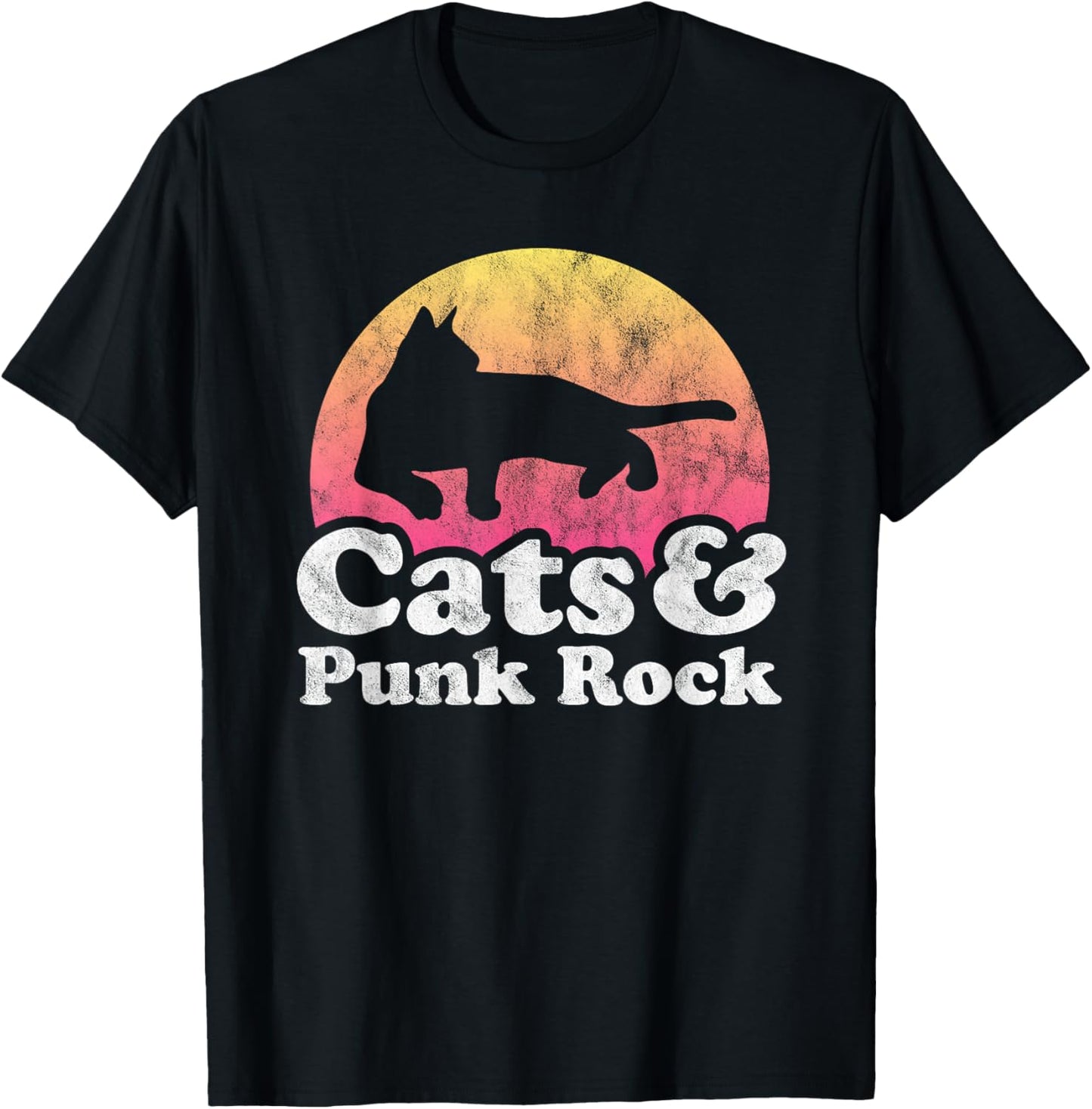 Cats and Punk Rock Men's or Women's Cat T-Shirt - T-Shirt | Black