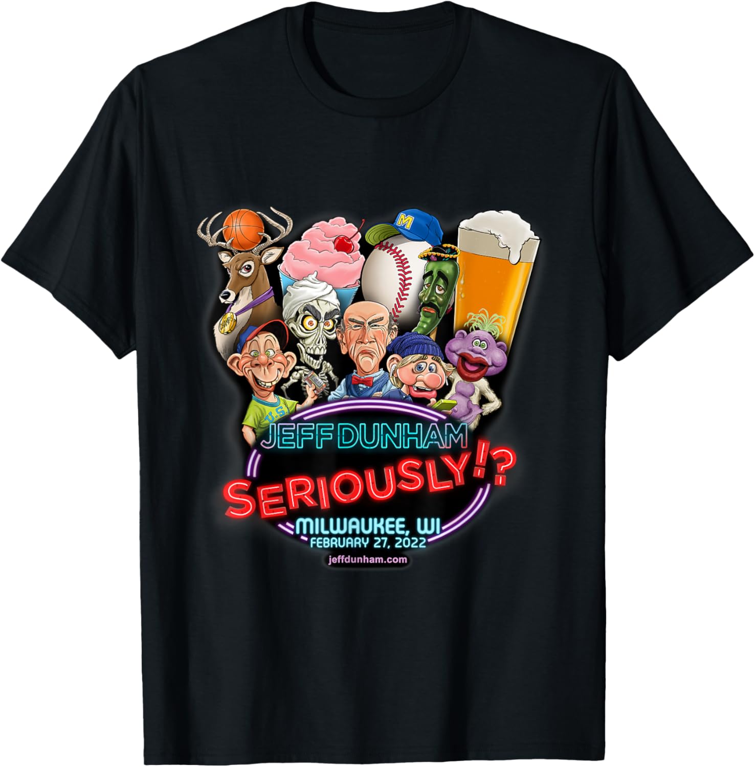 Jeff Dunham Milwaukee, WI T-Shirt - T-Shirt | Black