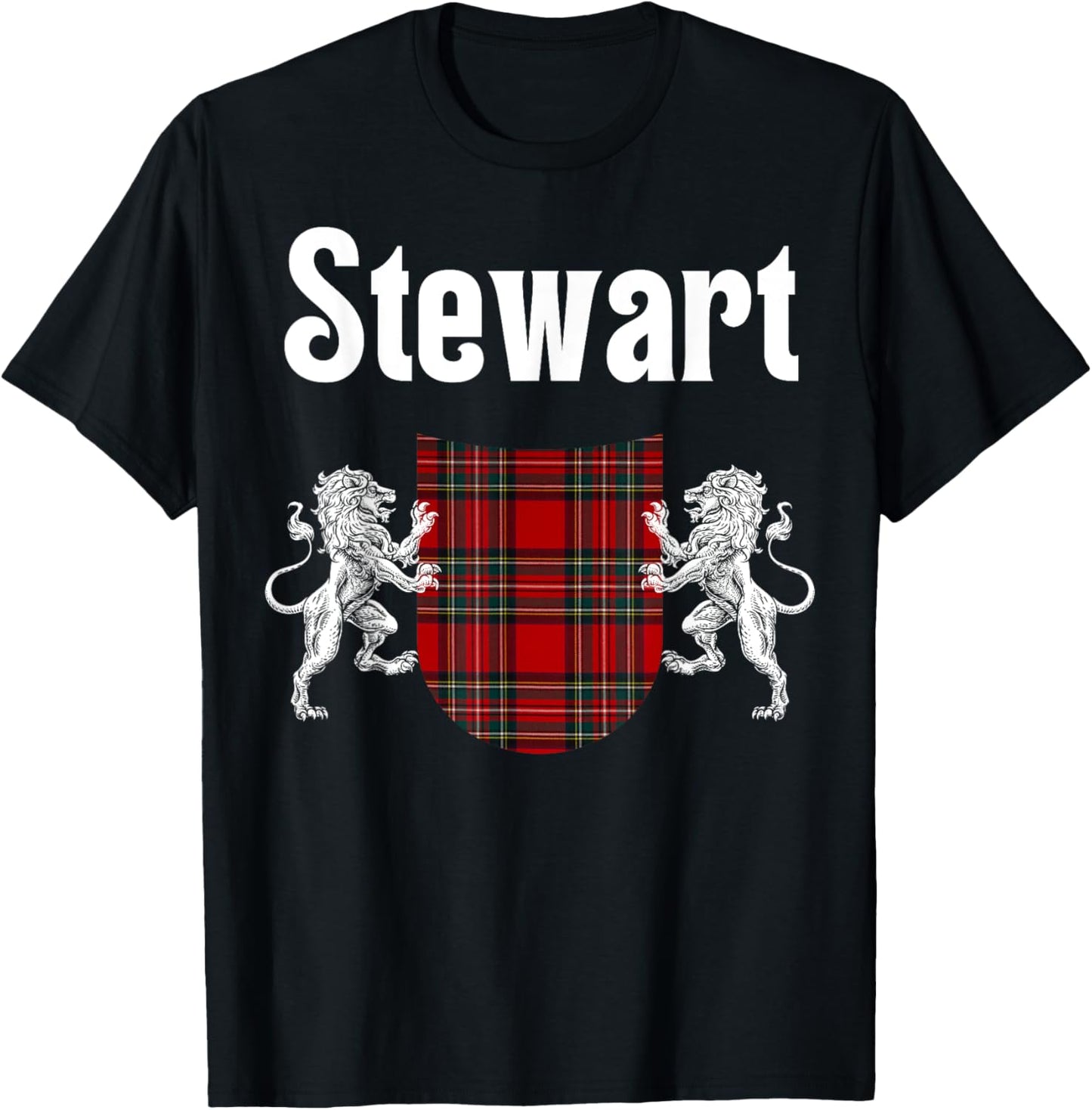 Stewart Clan Scottish Name Coat Of Arms Tartan T-Shirt - T-Shirt | Black