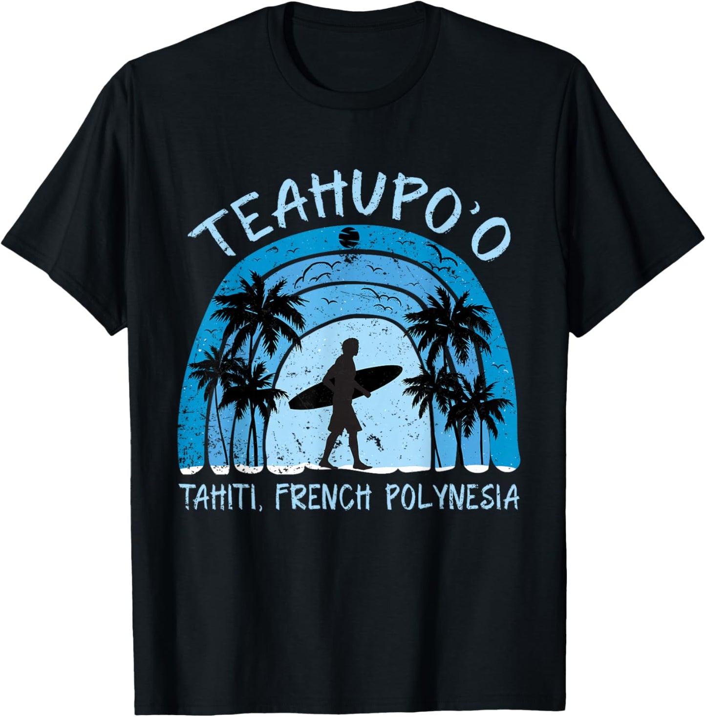 Teahupoo Shirt Surf French Polynesia Tahiti Surfing T-Shirt - T-Shirt | Black